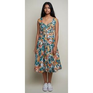 MUXXN Dress Womens 12 Multicolor Sweetheart Retro Floral Fit Flare Rockabilly